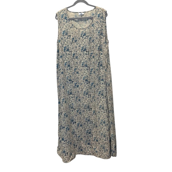 SOLD J. Jill Sz 3X Pure Jill Kalamkari Maxi Dress Organic Cotton W/ Pockets - Picture 1 of 9